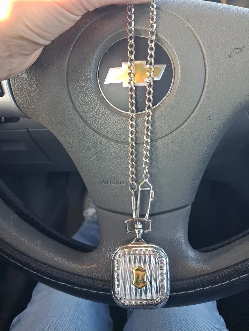 Q Collection - Silver and Gold Pocket Watch Pendant Keychain - Engraveable